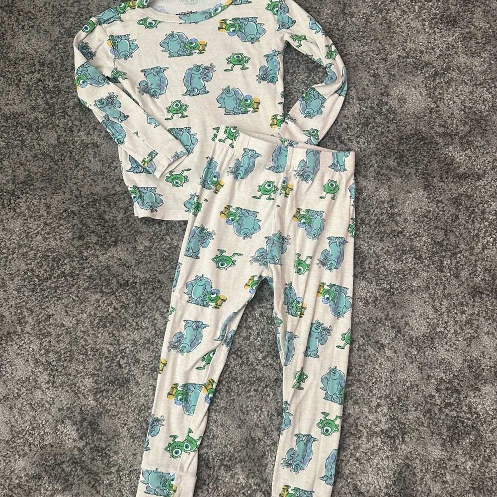 Disney Blue and Green Pajama Set with Dinosaur Prints
